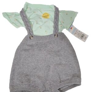 Cat & Jack Mint Green and Gray Kids Matching Set Easter bunny